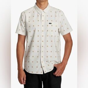 RVCA Mens That'll Do Print Short Sleeve Woven Floral Print Shirt Slim Fit Small